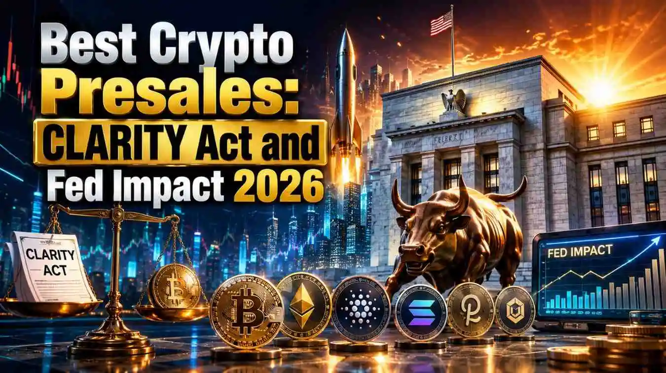 Best crypto presales chart showing CLARITY Act and Fed rate decision timeline Featured