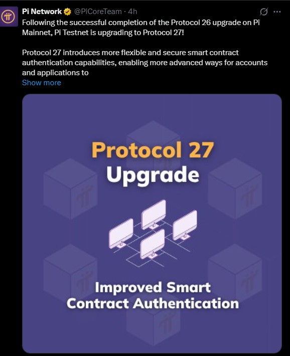 PiCoreTeam announced on X that Protocol 27